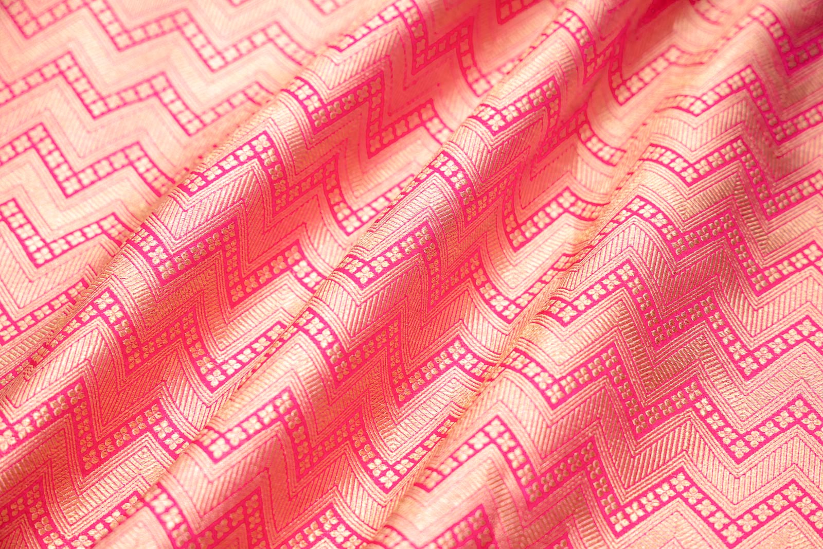 Pink Handwoven Banarasi Brocade Fabric