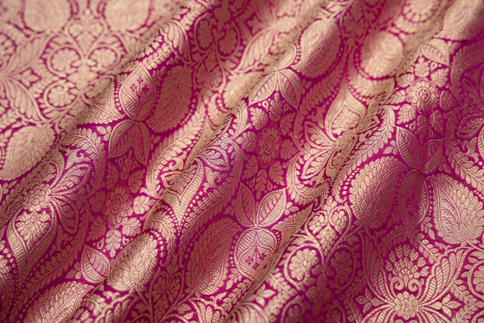 Magenta Pink Handwoven Banarasi Brocade Fabric