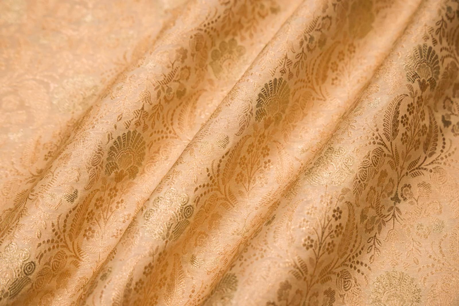 Beige Handwoven Banarasi Brocade Fabric