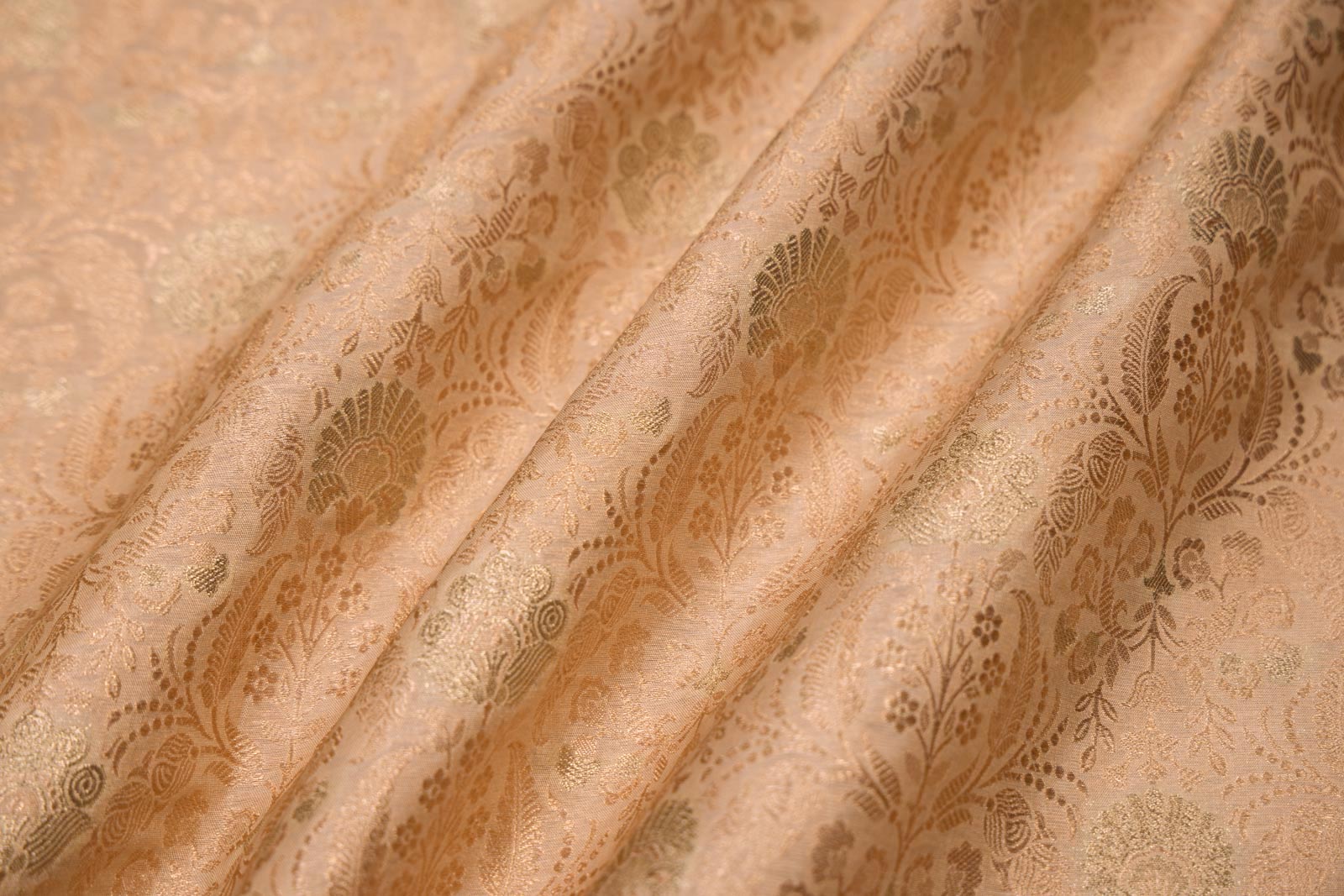 Beige Handwoven Banarasi Brocade Fabric