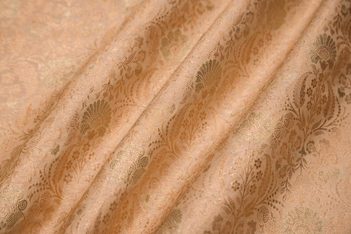 Beige Handwoven Banarasi Brocade Fabric