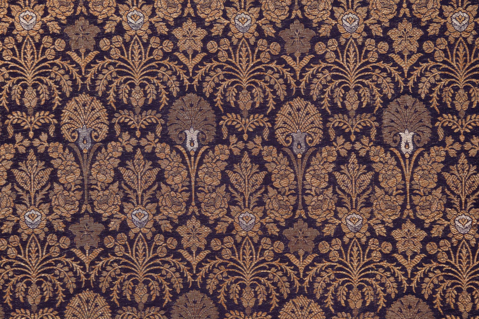 Navy Blue Handwoven Banarasi Brocade Fabric