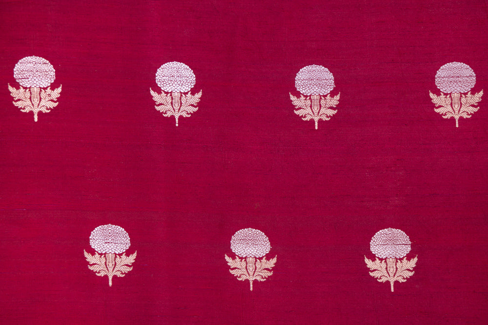 Maroon Handwoven Banarasi Raw Silk Fabric