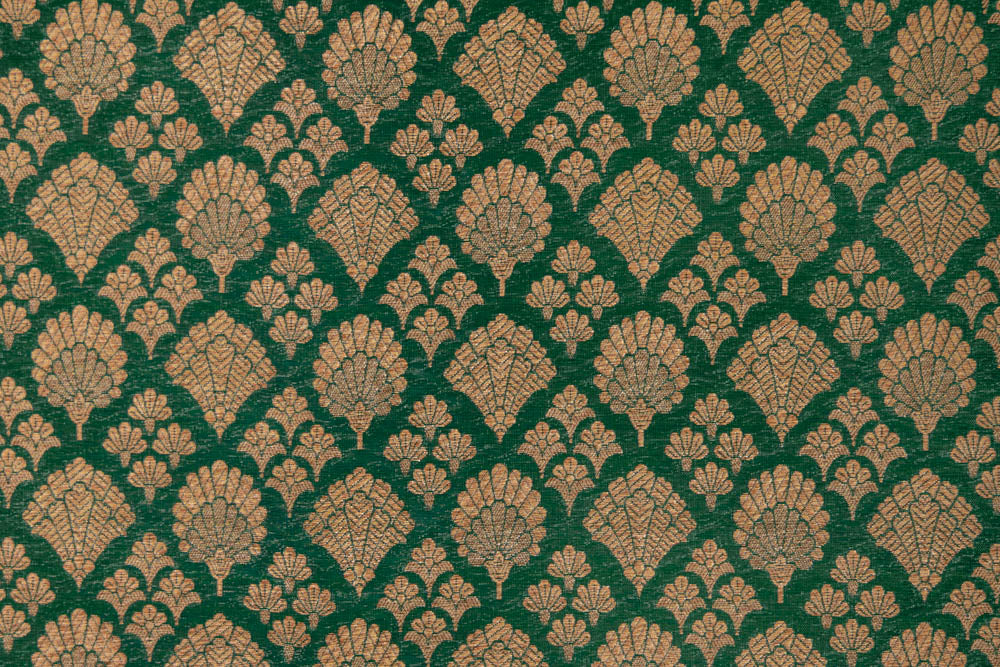 Bottle Green Handwoven Banarasi Brocade Fabric