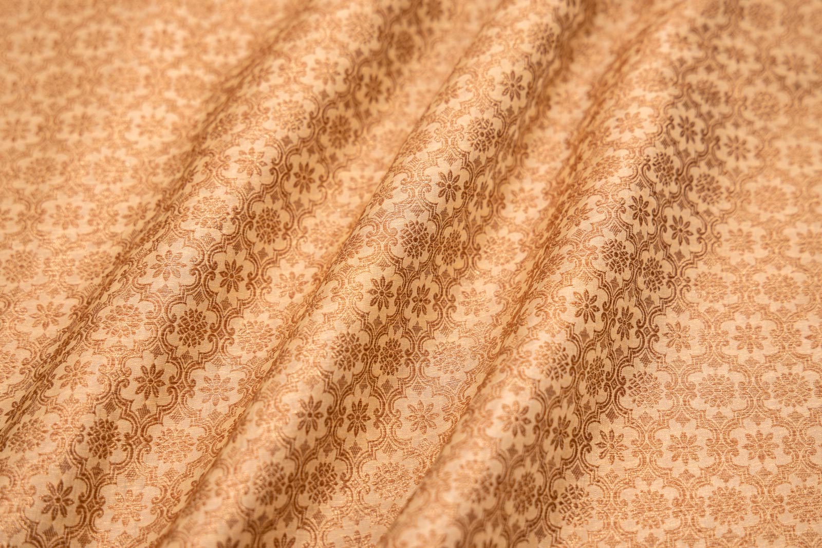 Beige Handwoven Banarasi Brocade Fabric