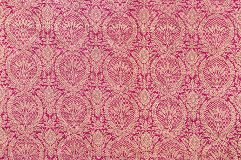 Fuchsia Pink Handwoven Banarasi Brocade Fabric