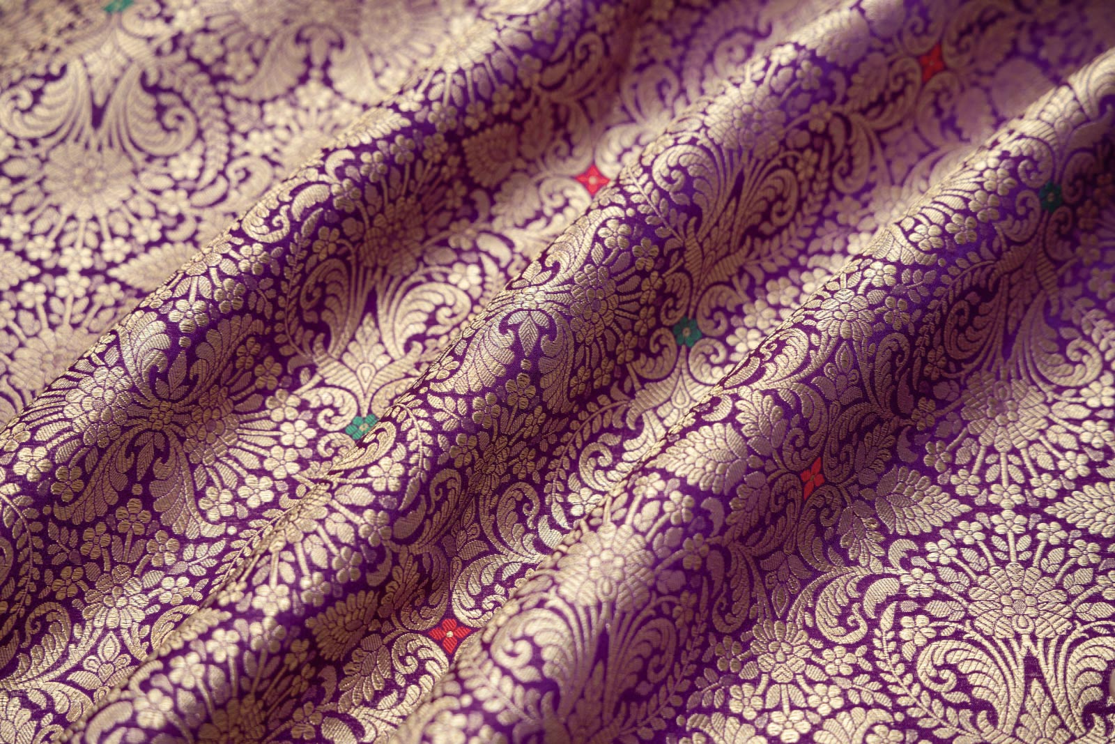Purple Handwoven Banarasi Brocade Fabric