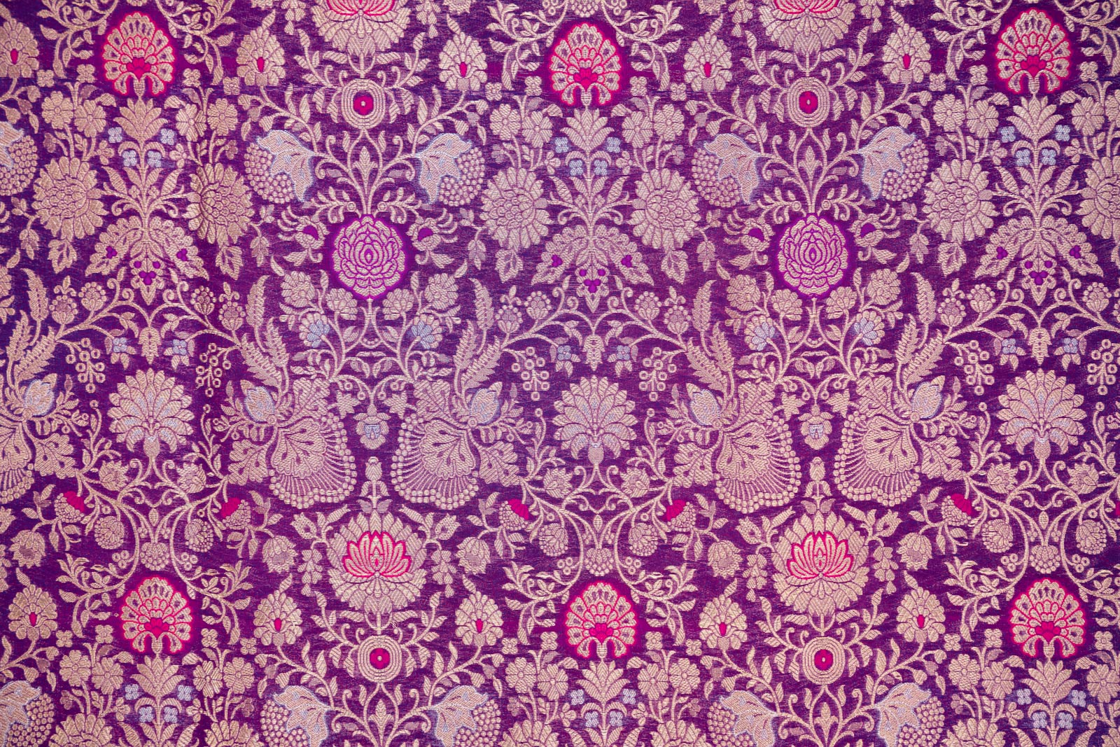 Purple Handwoven Banarasi Brocade Fabric