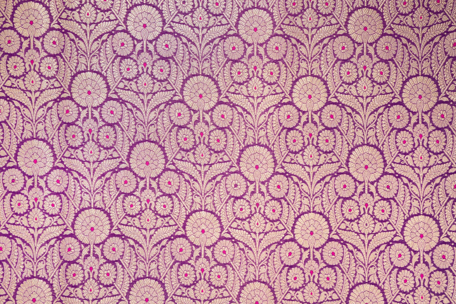 Purple Handwoven Banarasi Brocade Fabric