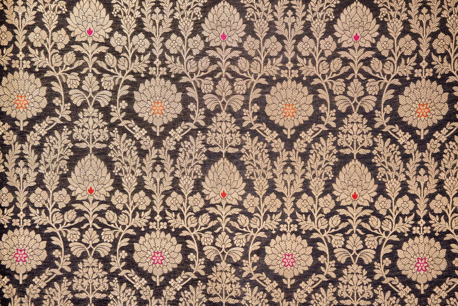 Black Handwoven Banarasi Brocade Fabric