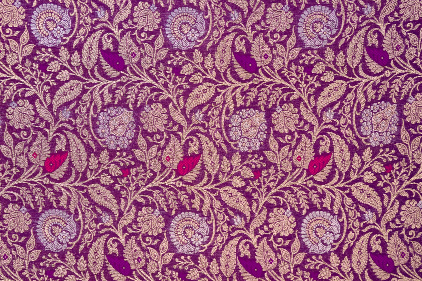 Purple Handwoven Banarasi Brocade Fabric