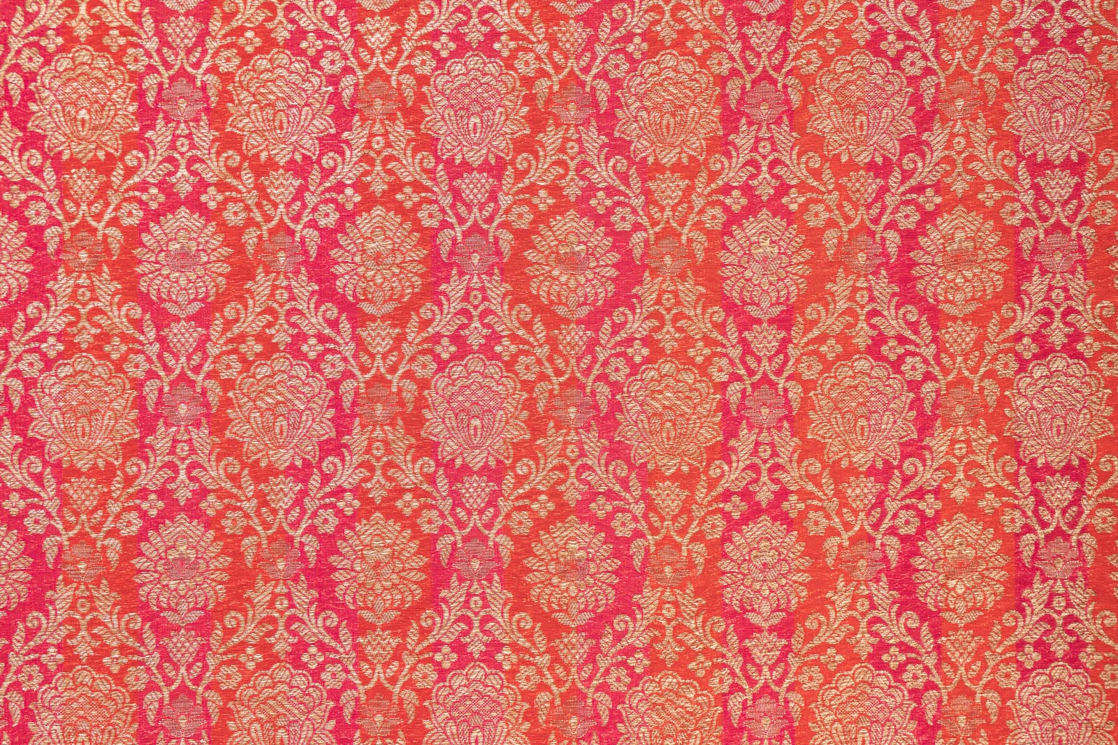 Red Pink Handwoven Banarasi Brocade Fabric