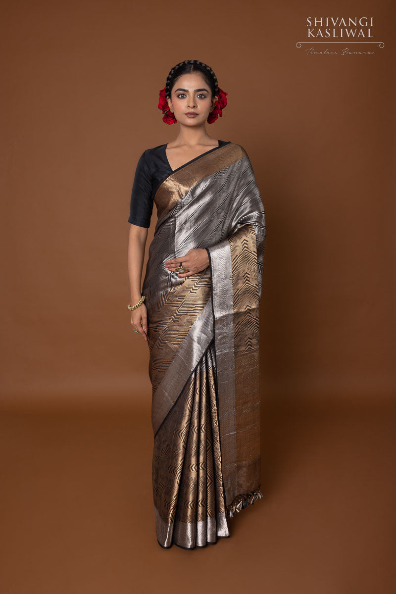 Black Handwoven Banarasi Silk Saree
