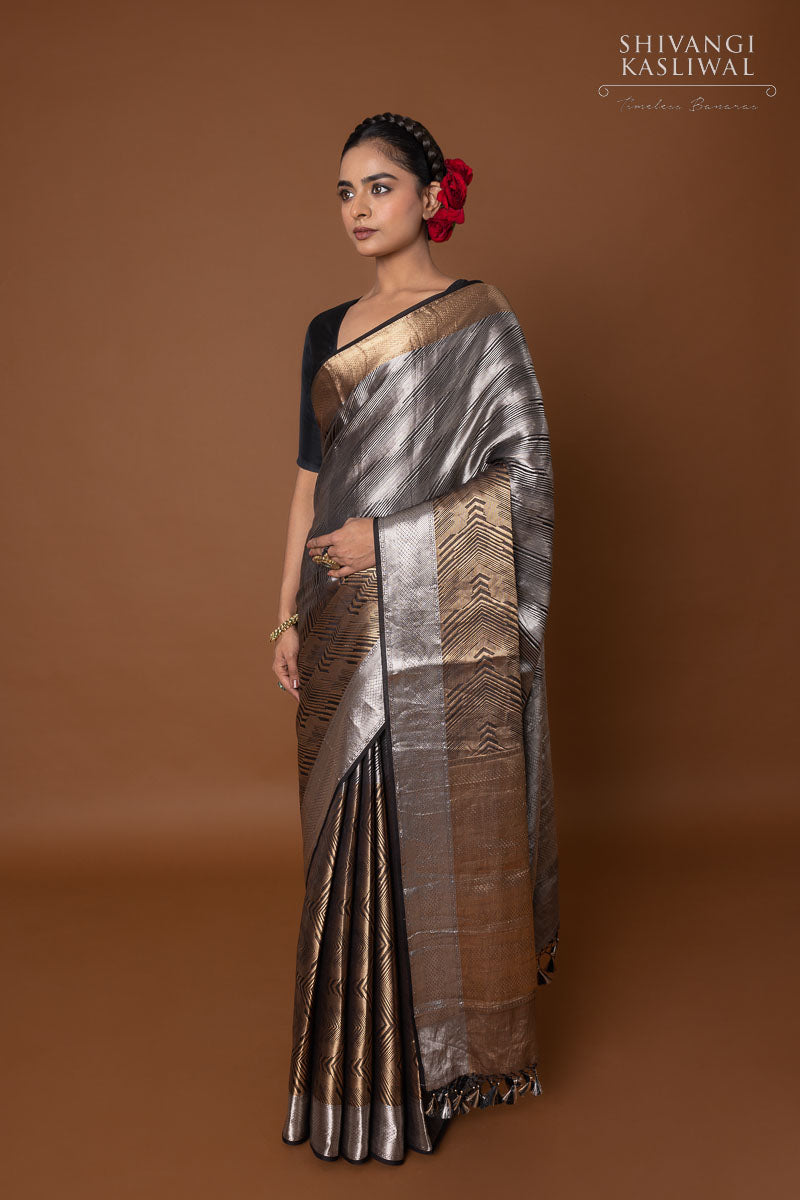 Black Handwoven Banarasi Silk Saree