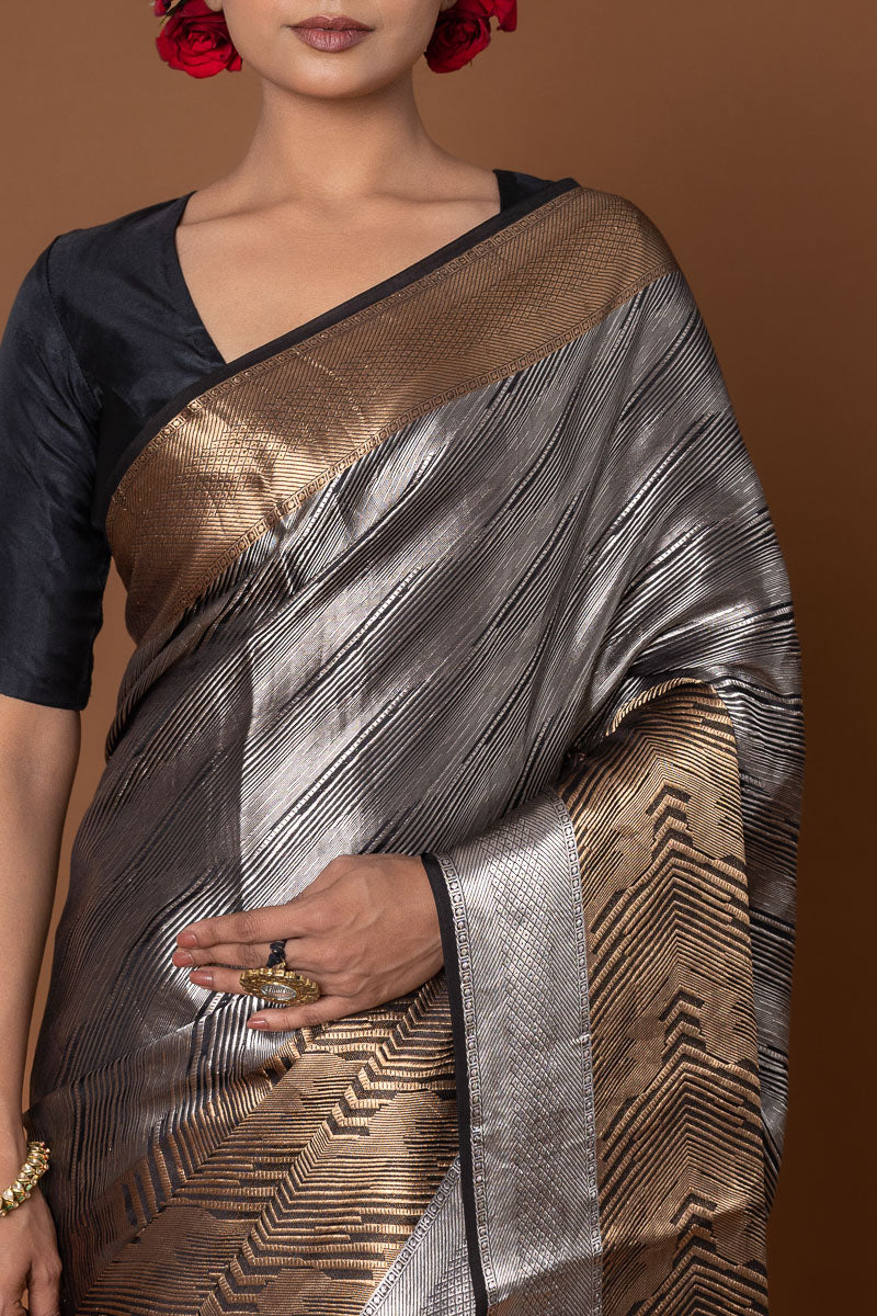 Black Handwoven Banarasi Silk Saree