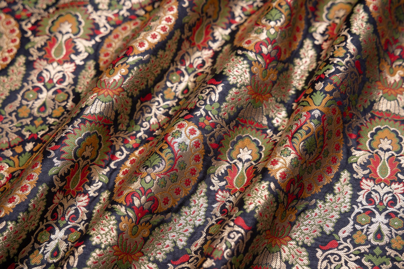 Black Handwoven Banarasi Brocade Fabric