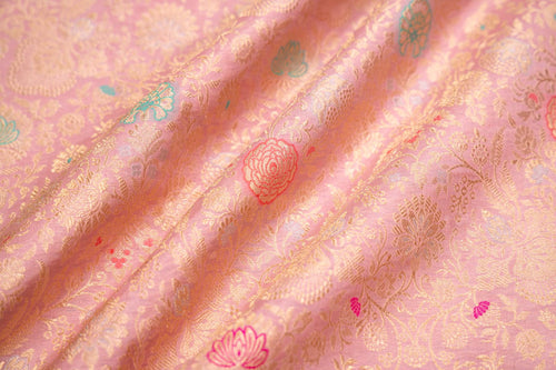 Baby Pink Handwoven Banarasi Brocade Fabric