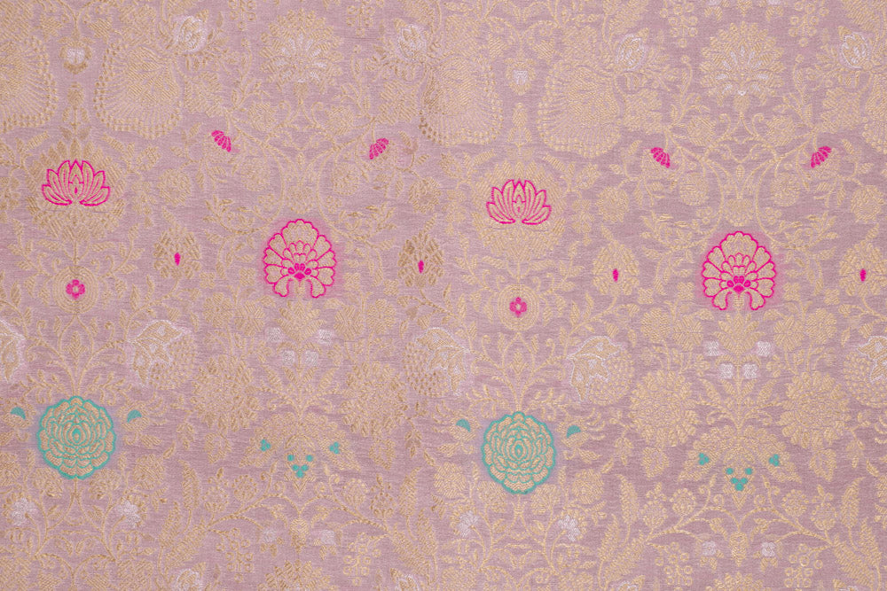 Lavender Handwoven Banarasi Brocade Fabric