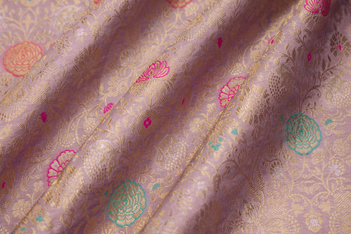Lavender Handwoven Banarasi Brocade Fabric