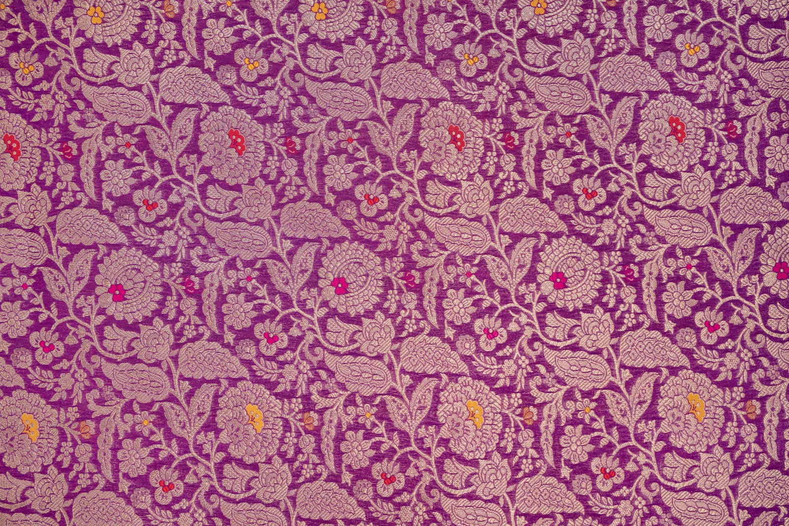 Magenta Purple Handwoven Banarasi Brocade Fabric