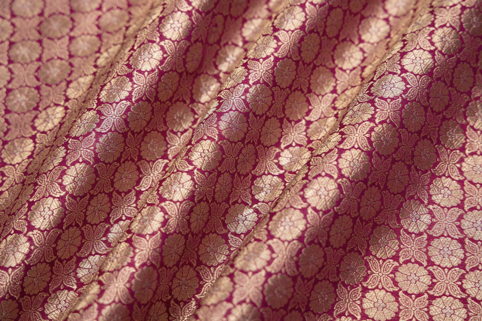 Magenta Pink Handwoven Banarasi Brocade Fabric