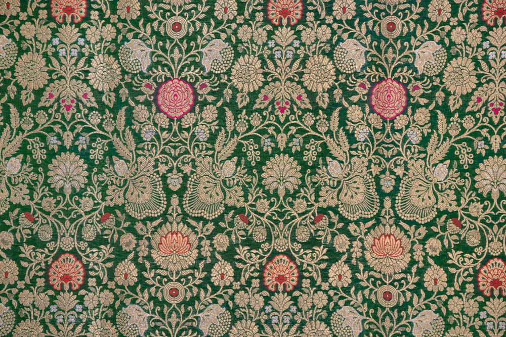Green Handwoven Banarasi Brocade Fabric