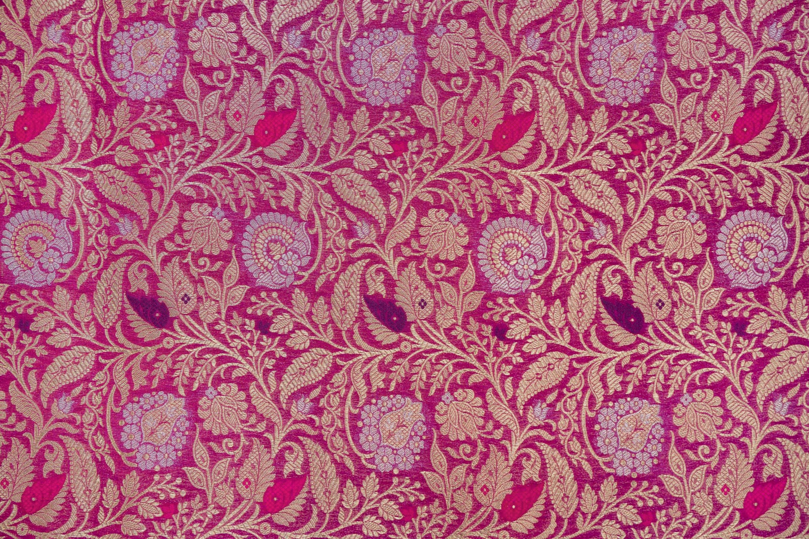 Magenta Pink Handwoven Banarasi Brocade Fabric