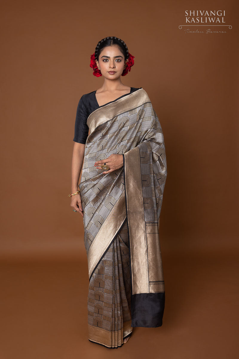 Black Handwoven Banarasi Silk Saree