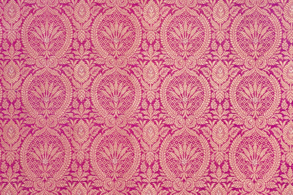 Magenta Pink Handwoven Banarasi Brocade Fabric