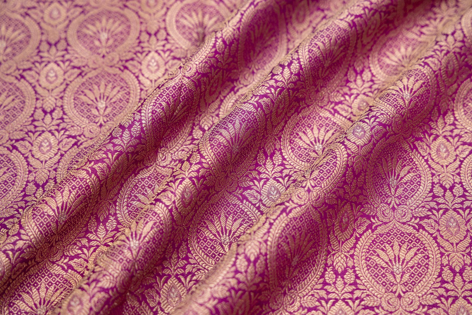 Magenta Pink Handwoven Banarasi Brocade Fabric