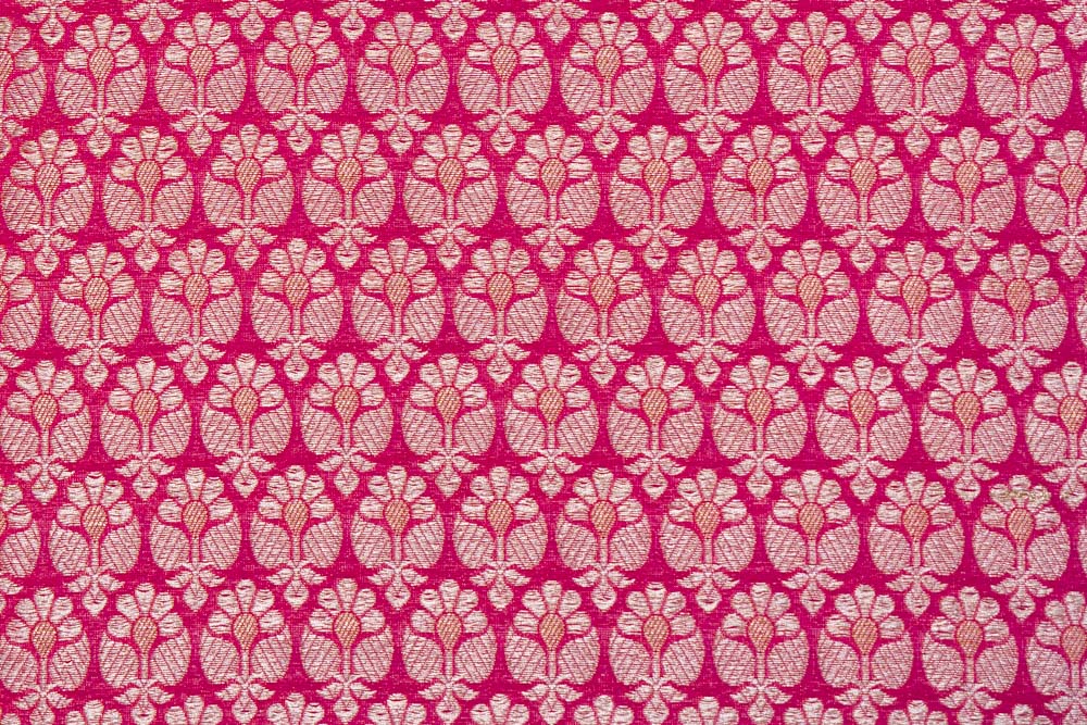 Red Pink Handwoven Banarasi Brocade Fabric