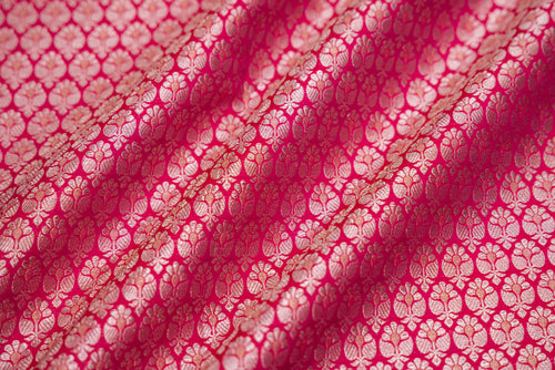 Red Pink Handwoven Banarasi Brocade Fabric