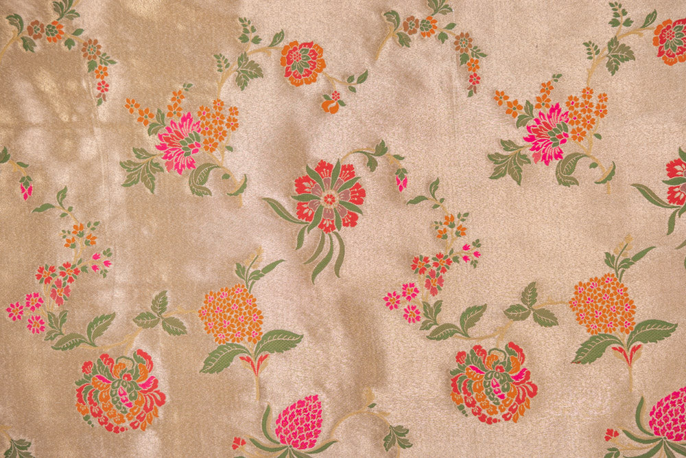 Gold Handwoven Banarasi Silk Fabric