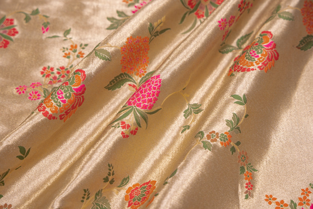 Gold Handwoven Banarasi Silk Fabric