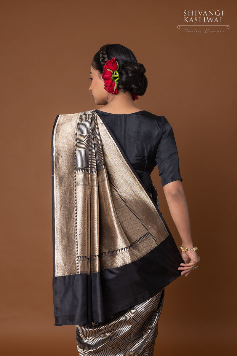 Black Handwoven Banarasi Silk Saree
