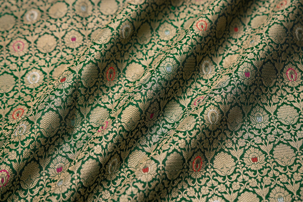 Green Handwoven Banarasi Brocade Fabric