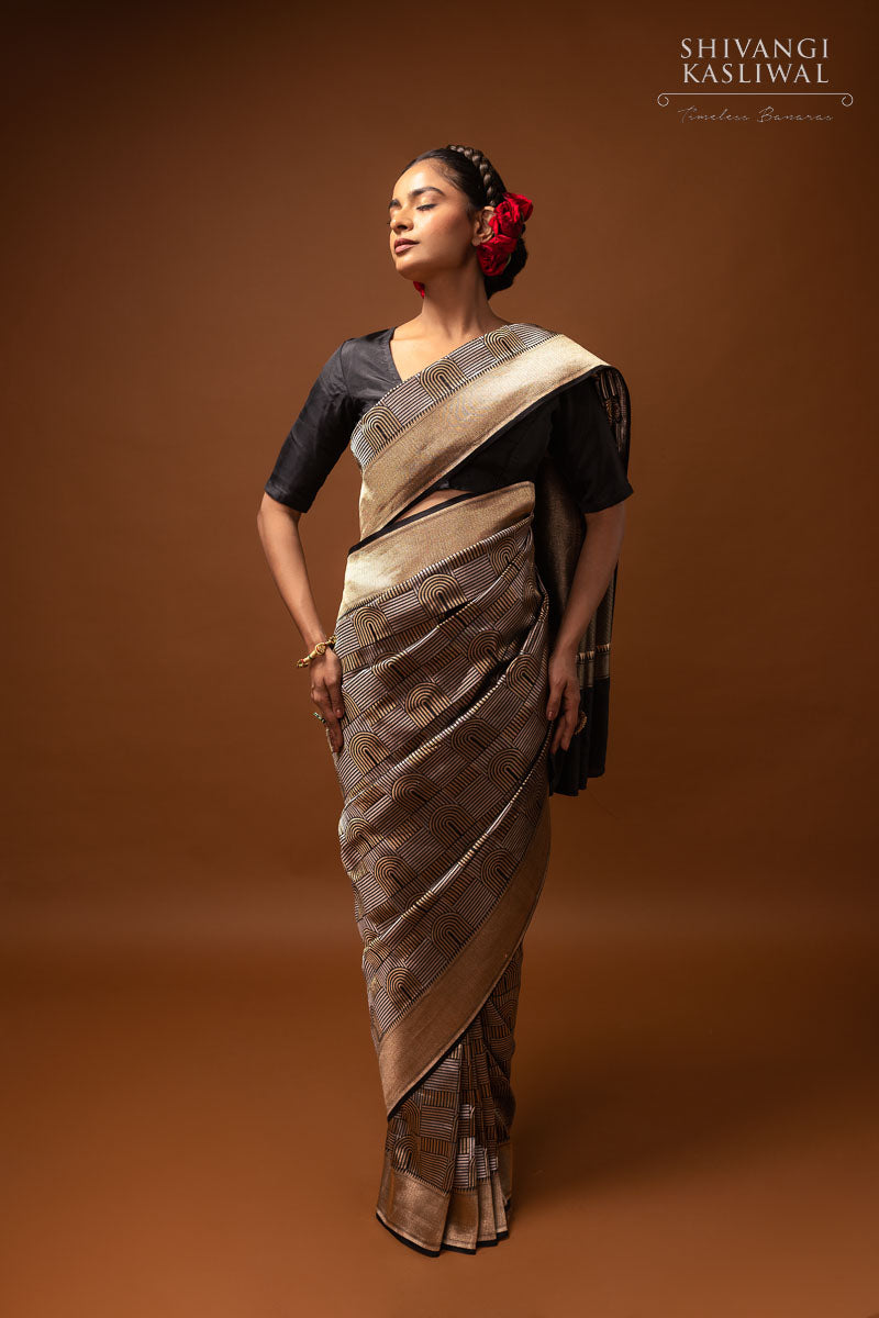 Black Handwoven Banarasi Silk Saree