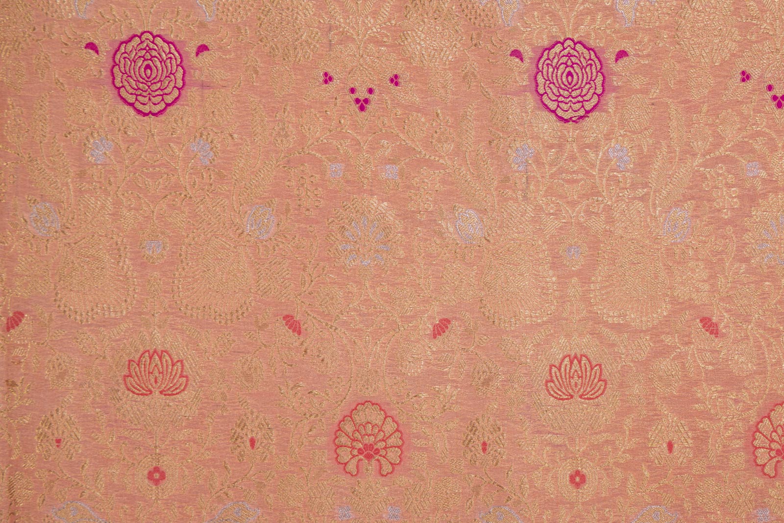 Peach Handwoven Banarasi Brocade Fabric