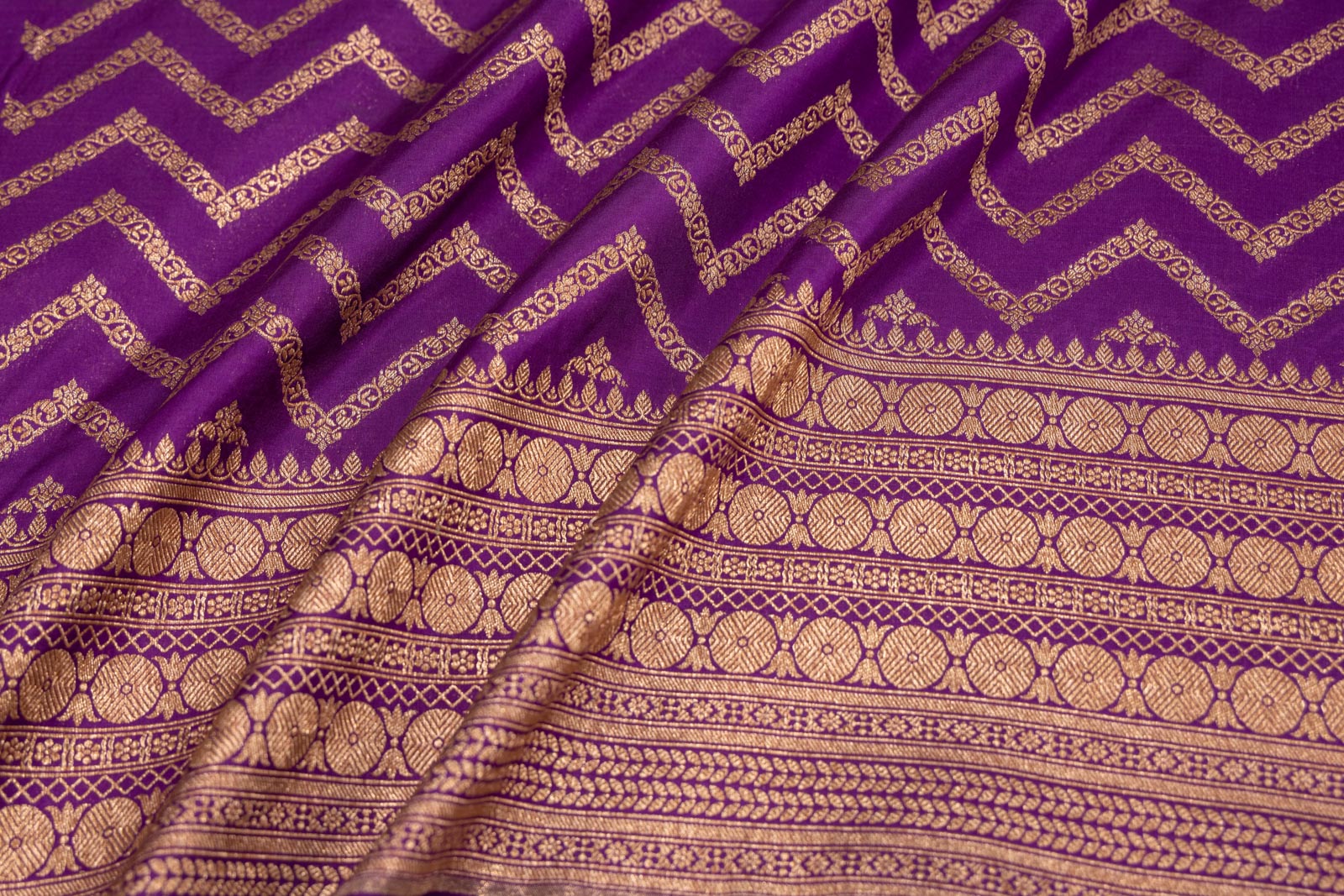 Purple Handwoven Banarasi Silk Fabric
