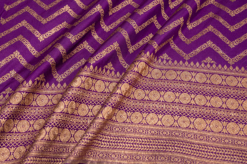 Purple Handwoven Banarasi Silk Fabric