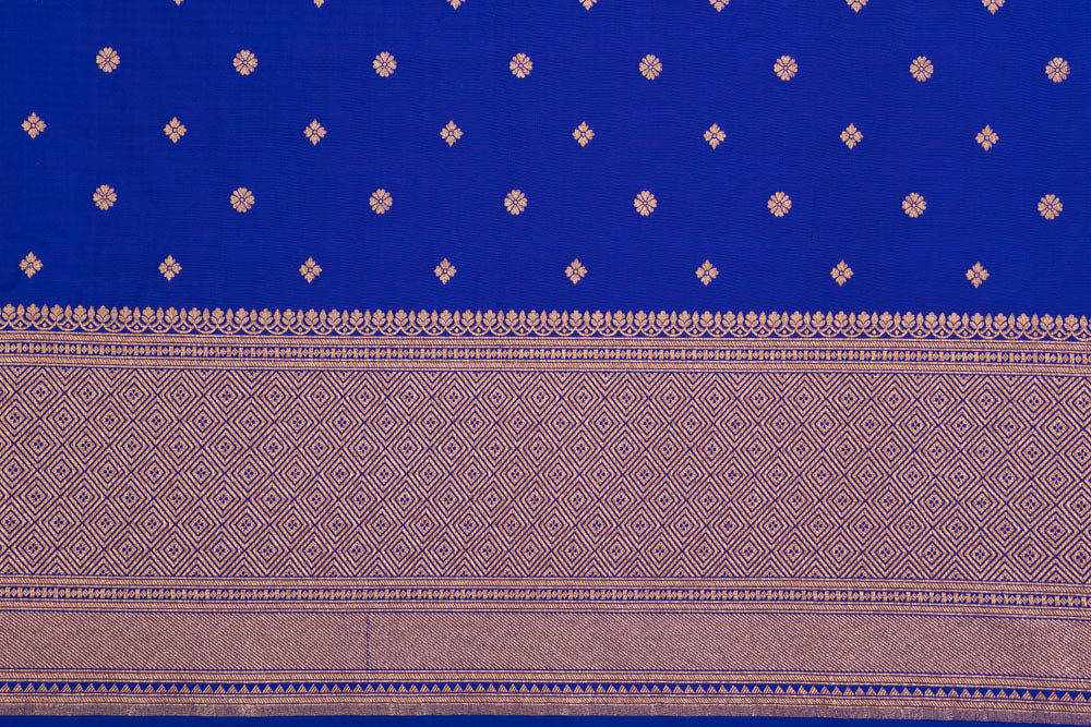 Royal Blue Handwoven Banarasi Silk Fabric