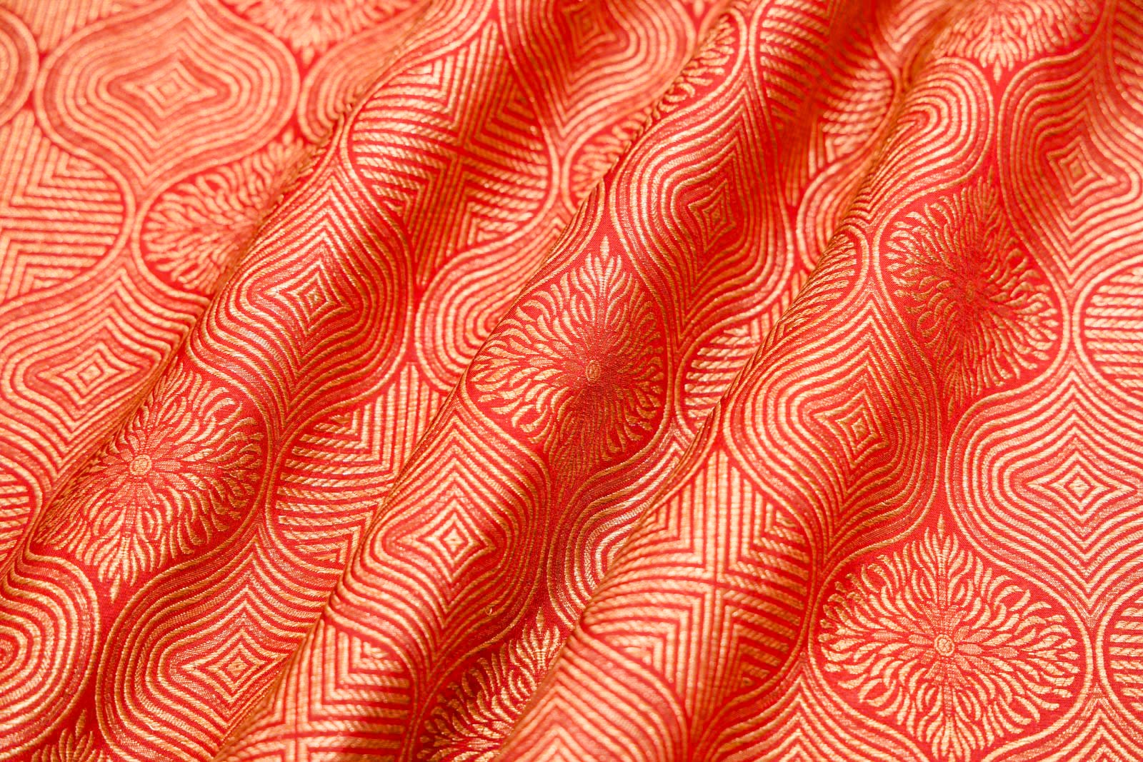 Red Handwoven Banarasi Brocade Fabric