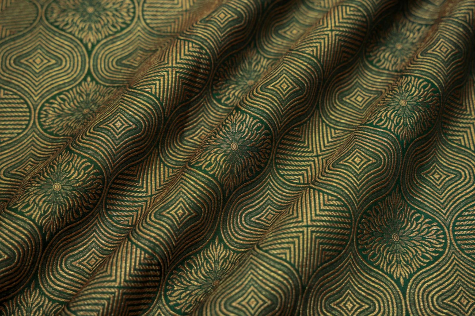 Bottle Green Handwoven Banarasi Brocade Fabric
