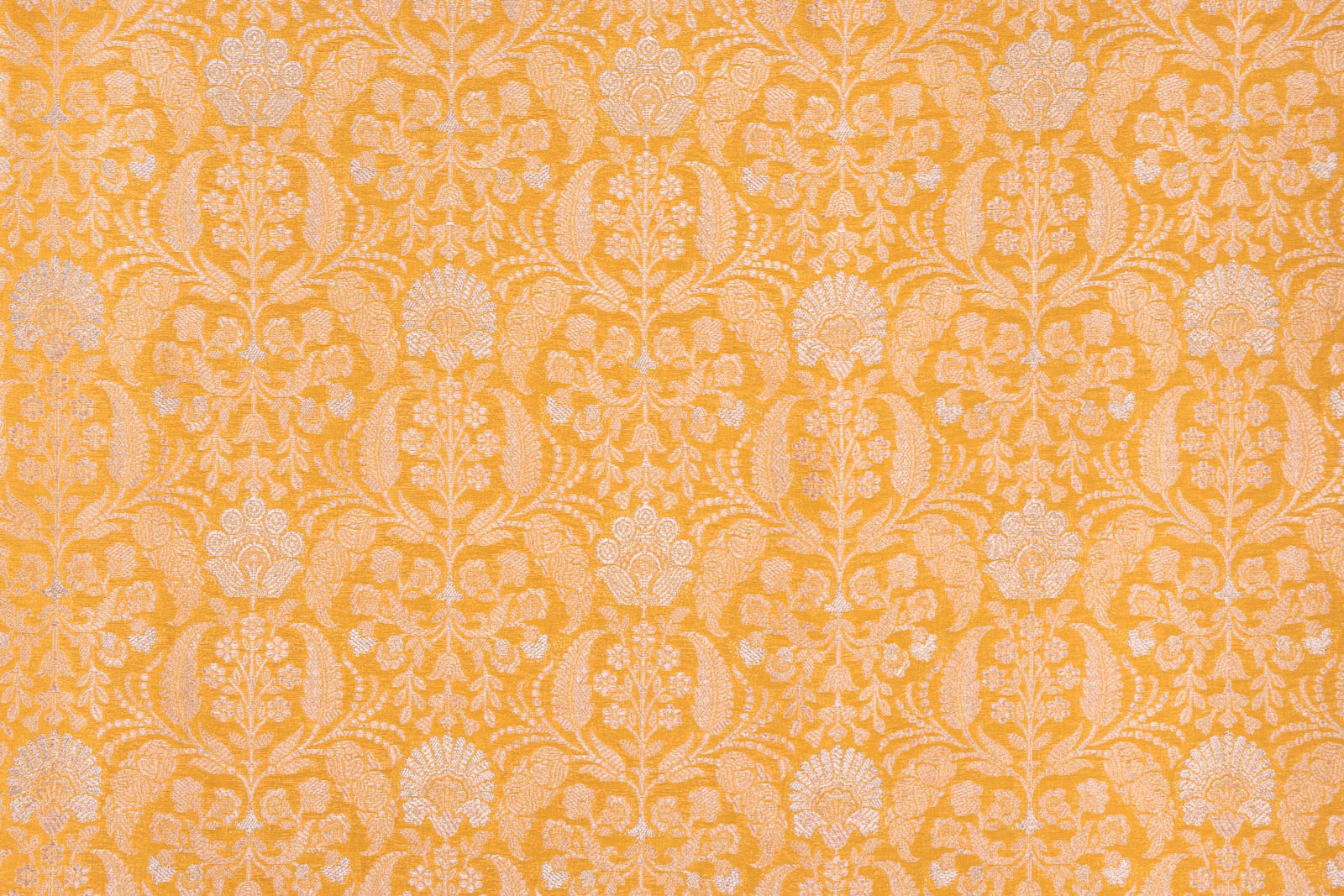 Yellow Handwoven Banarasi Brocade Fabric