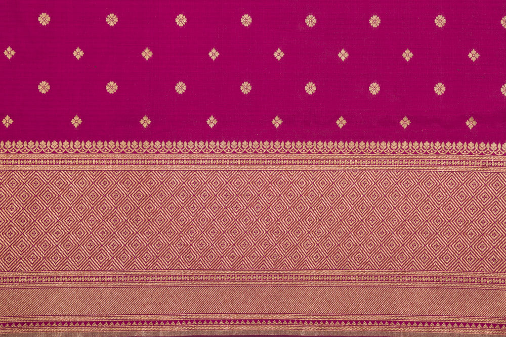 Magenta Pink Handwoven Banarasi Silk Fabric