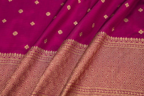 Magenta Pink Handwoven Banarasi Silk Fabric