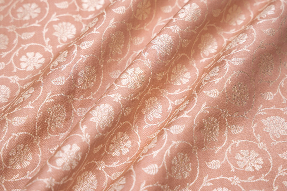 Dusty Rose Handwoven Banarasi Silk Fabric