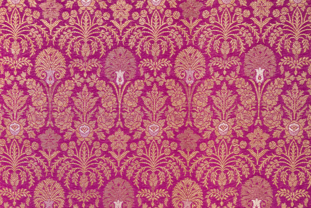 Magenta Pink Handwoven Banarasi Brocade Fabric