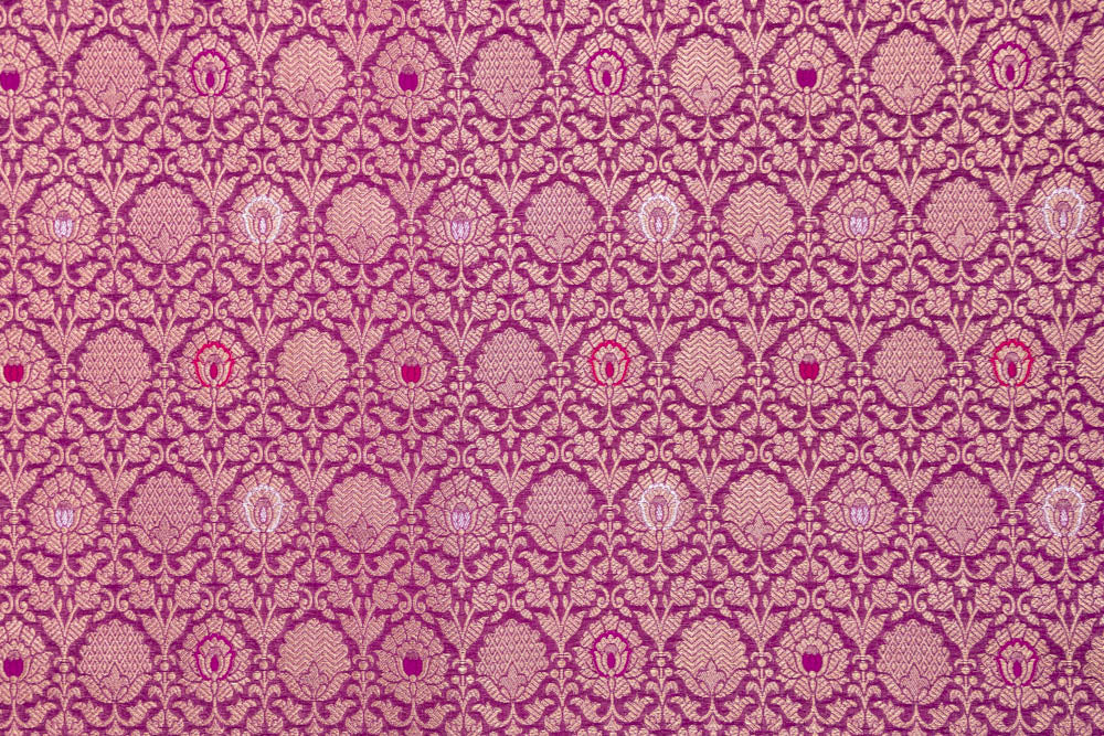 Magenta Purple Handwoven Banarasi Brocade Fabric