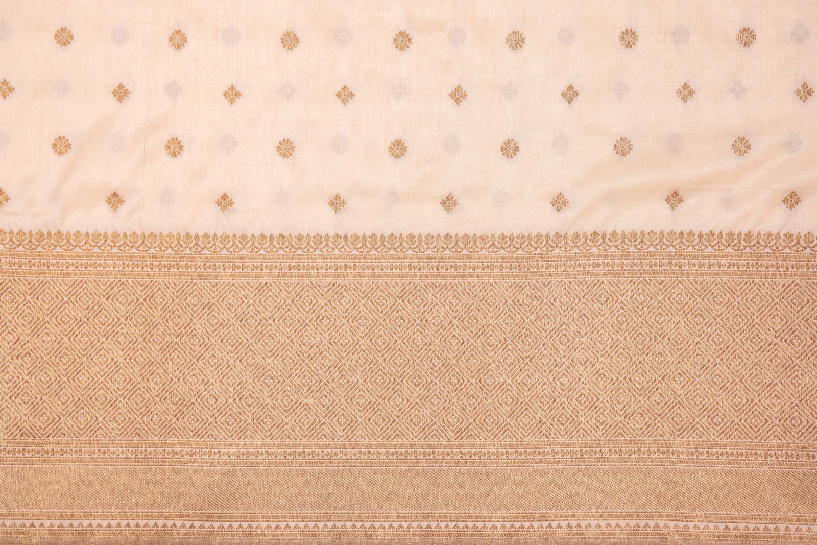 Beige Handwoven Banarasi Silk Fabric